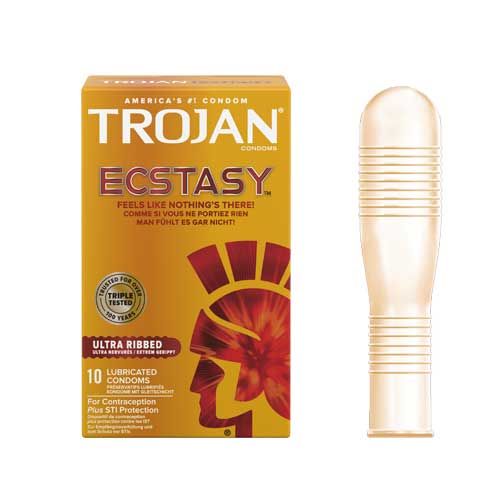 trojan ecstasy ultra ribbed kondomit